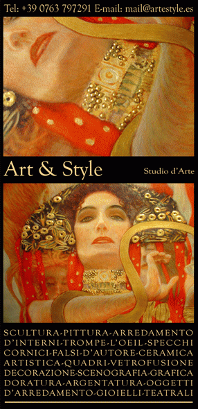 Arte, restyling, trompe l'oeil, ceramica, vetrofusione, scultura, pittura, scenografia, copied'autore, fotografia, grafica pubblicitaria, video arte, siti web, gioielli teatrali, arredamento ART & STYLE