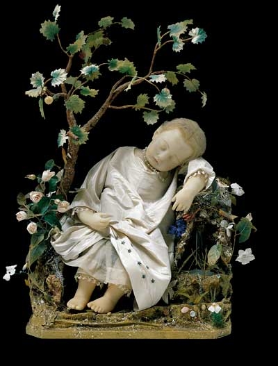 Gesù Bambino dormiente nel giardino dell’Eden; Italia del Sud, seconda metà del XIX secolo