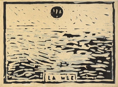 Aldo Mondino, La mer, cm. 56x76 Olio su cartoncino riportato su tela