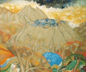 Luca Alinari, Piove nell'aria,1983,100x120 Tecnica mista su tela